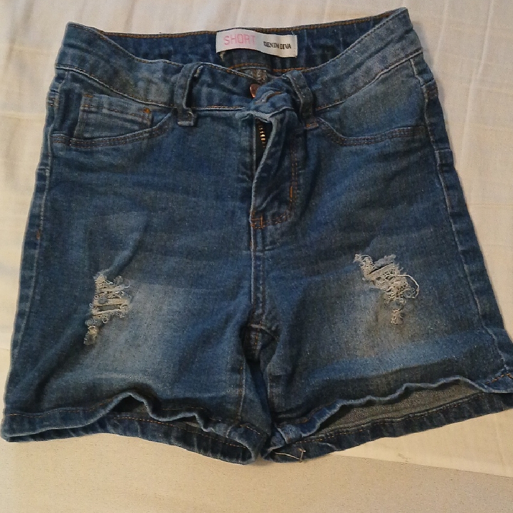 Girls Casual Blue Denim Jean Shorts